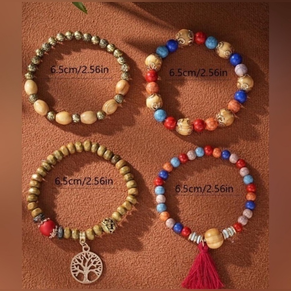 ✨NEW ✨ Tree of life Boho Beaded layered Bracelet Set - gold - Picture 4 of 4